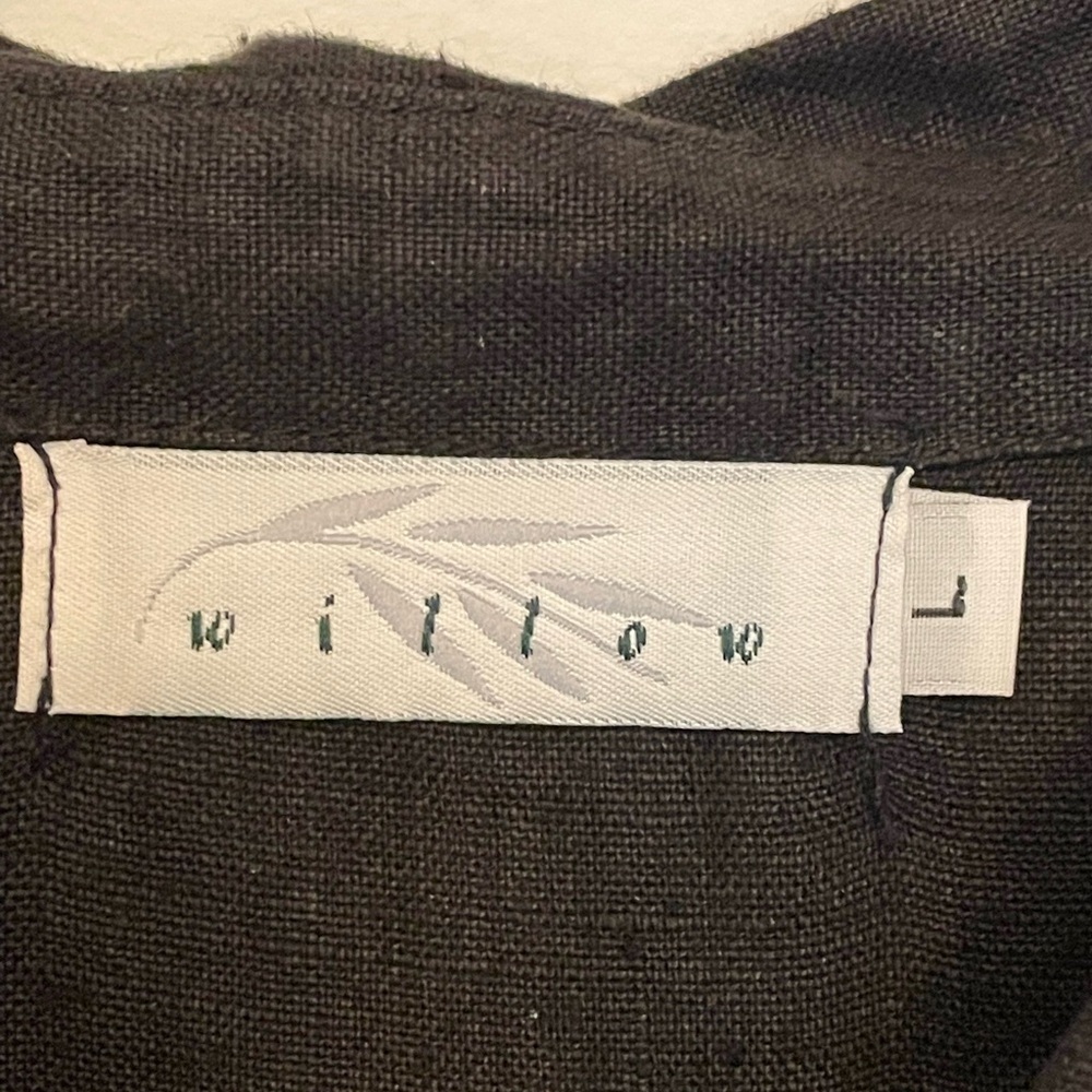 Willow 100% Linen Solid Black Button Down Blouse … - image 3